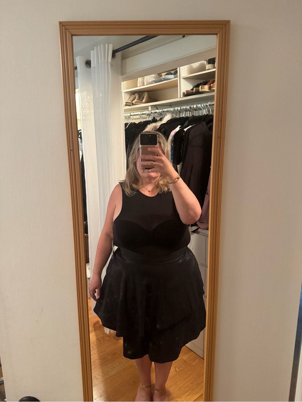 iris Black Mini Dress with Sheer Bust
